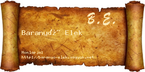 Baranyó Elek névjegykártya